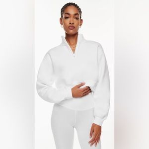 Aritzia TNA Cozy Fleece Perfect 1/4 Zip Cropped Pullover Sweatshirt